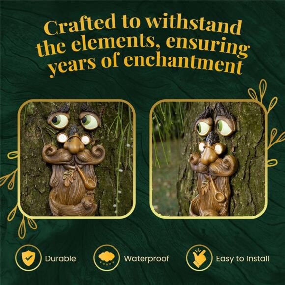 Tree Faces Decor Outdoor – Tree Hugger Yard Art Garden Decoration – Unique Bird - Picture 3 of 5